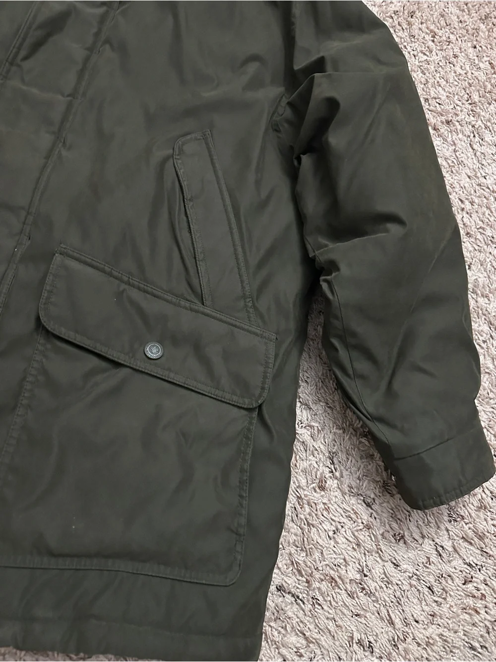 Vintage John Ashford Outdoors Olive Green Faux Fur Lined Jacket Men’s Size Large
